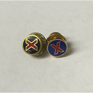Gold Tone Enamel X Tie Tack Lapel Pin Different Colors Red Blue Black